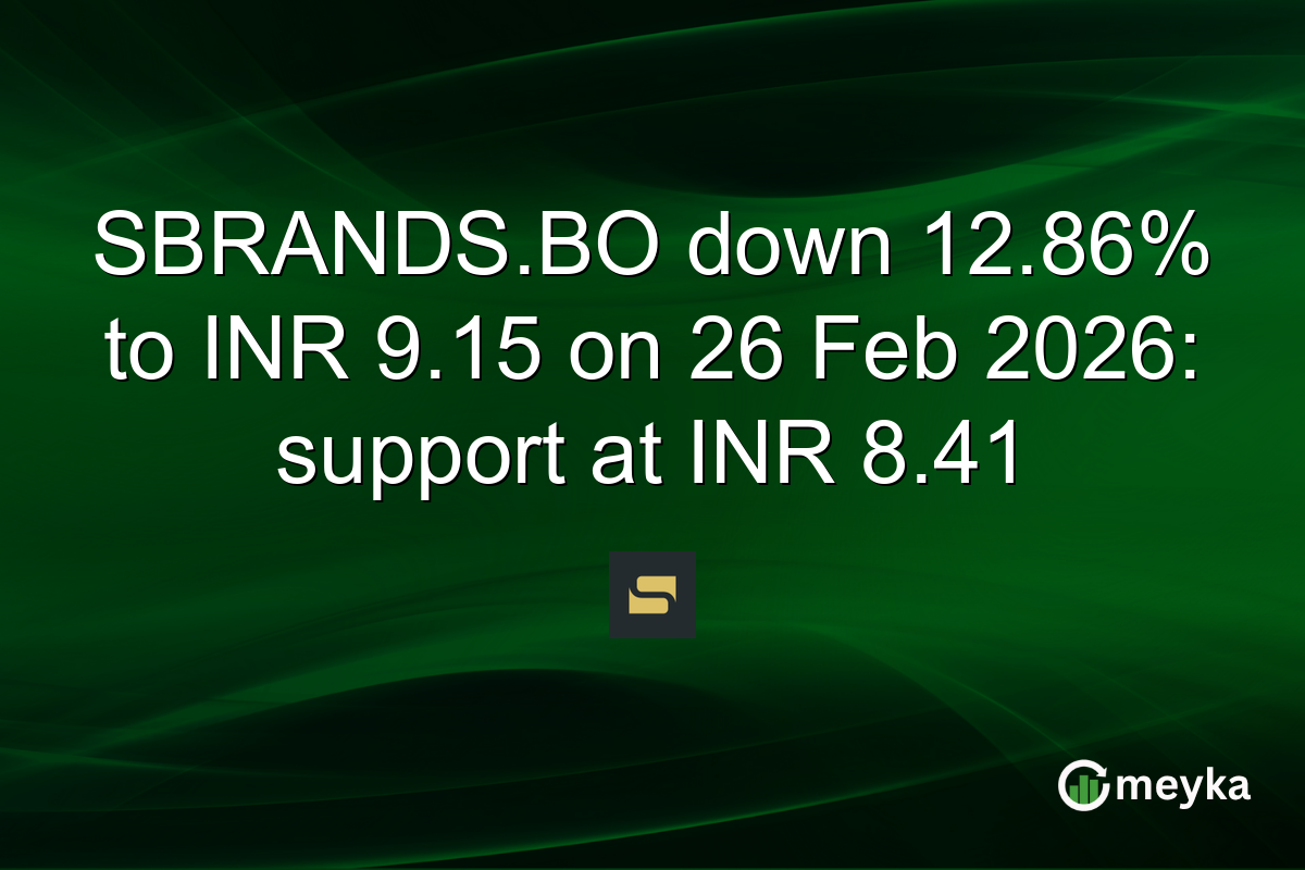 SBRANDS.BO down 12.86% to INR 9.15 on 26 Feb 2026: support at INR 8.41