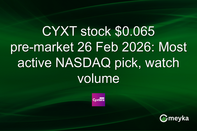 CYXT stock $0.065 pre-market 26 Feb 2026: Most active NASDAQ pick, watch volume