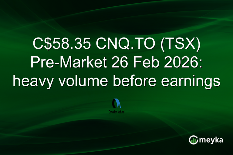 C$58.35 CNQ.TO (TSX) Pre-Market 26 Feb 2026: heavy volume before earnings