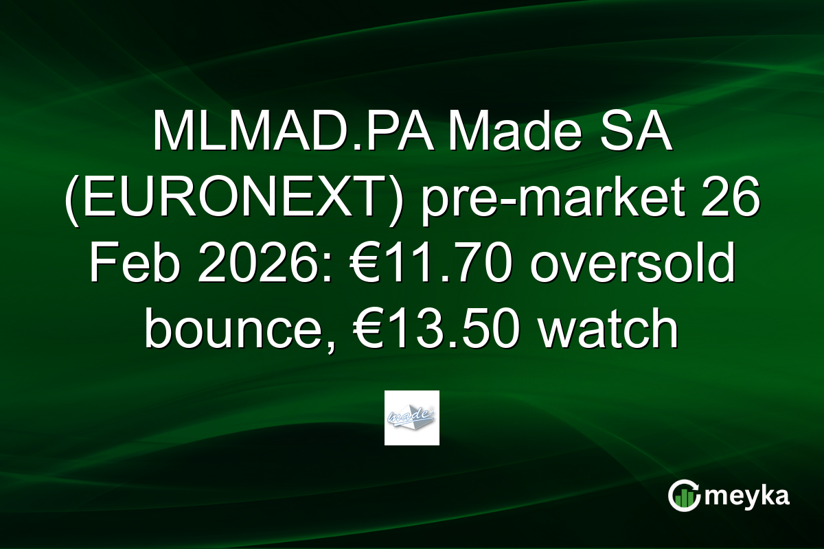 MLMAD.PA Made SA (EURONEXT) pre-market 26 Feb 2026: €11.70 oversold bounce, €13.50 watch