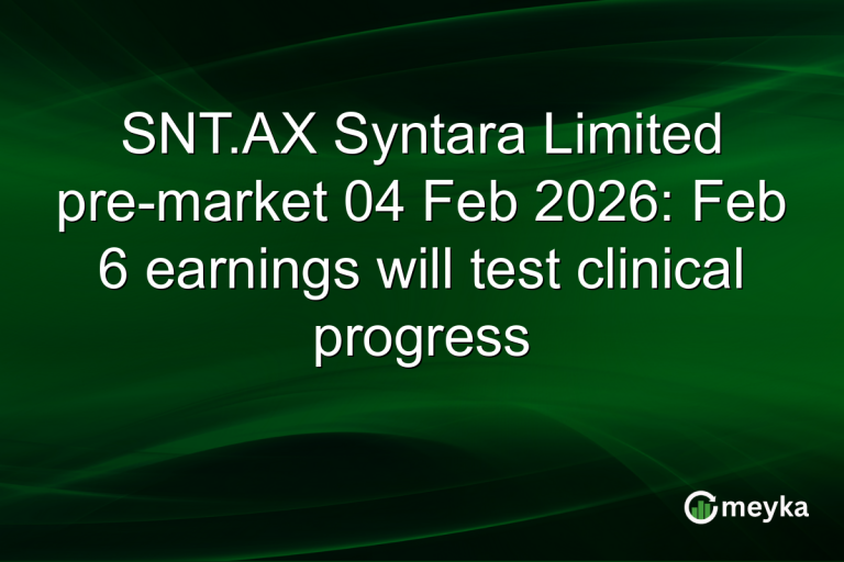 SNT.AX Syntara Limited pre-market 04 Feb 2026: Feb 6 earnings will test clinical progress