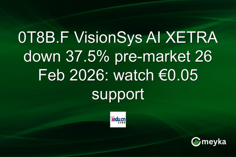 0T8B.F VisionSys AI XETRA down 37.5% pre-market 26 Feb 2026: watch €0.05 support