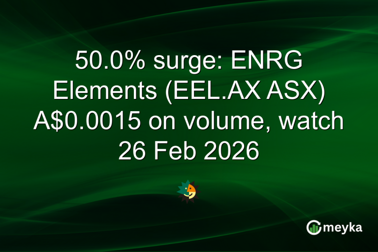 50.0% surge: ENRG Elements (EEL.AX ASX) A$0.0015 on volume, watch 26 Feb 2026