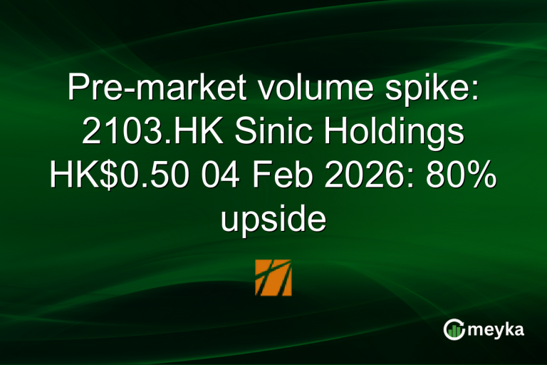 Pre-market volume spike: 2103.HK Sinic Holdings HK$0.50 04 Feb 2026: 80% upside