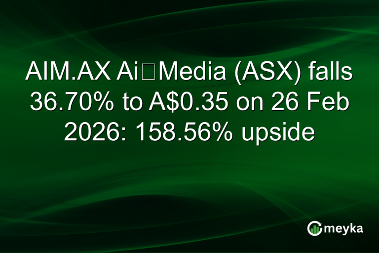 AIM.AX Ai‑Media (ASX) falls 36.70% to A$0.35 on 26 Feb 2026: 158.56% upside