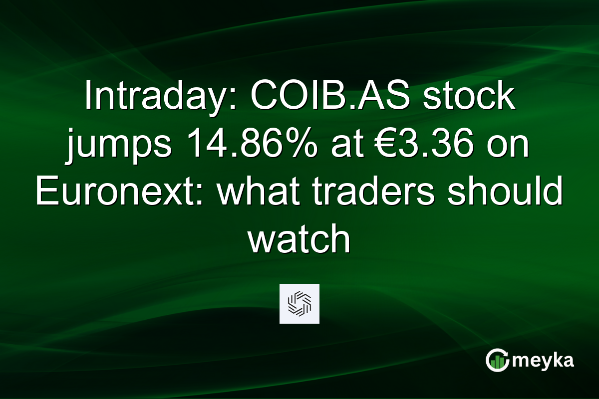 Intraday: COIB.AS stock jumps 14.86% at €3.36 on Euronext: what traders should watch