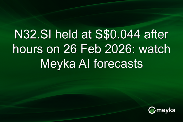 N32.SI held at S$0.044 after hours on 26 Feb 2026: watch Meyka AI forecasts