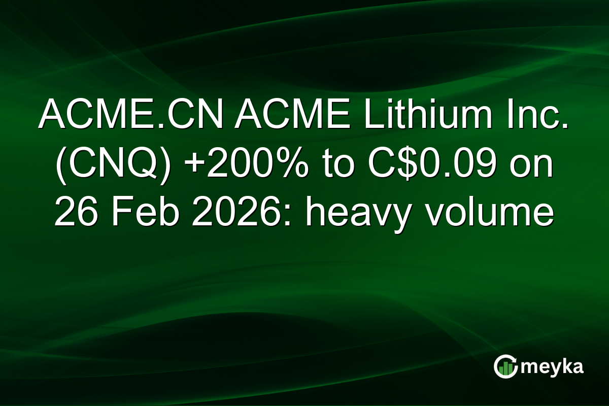 ACME.CN ACME Lithium Inc. (CNQ) +200% to C$0.09 on 26 Feb 2026: heavy volume