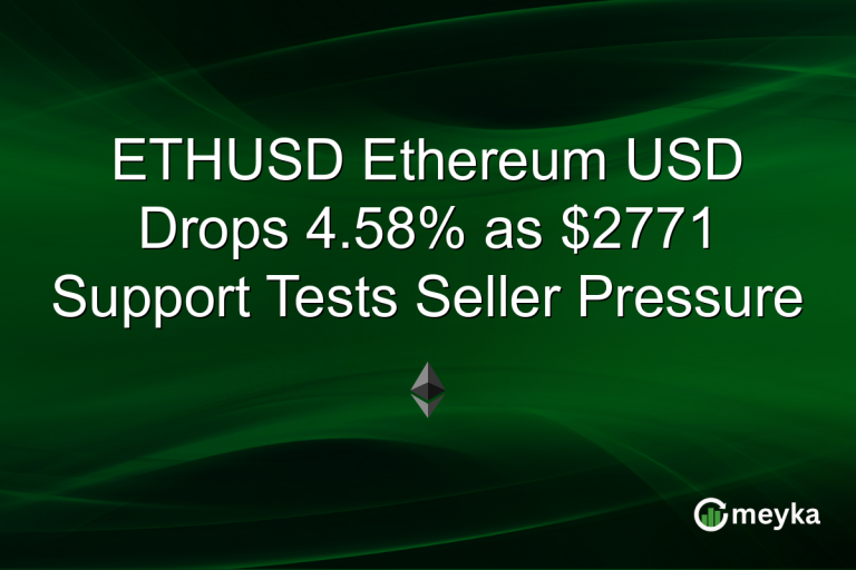 ETHUSD Ethereum USD Drops 4.58% as $2771 Support Tests Seller Pressure