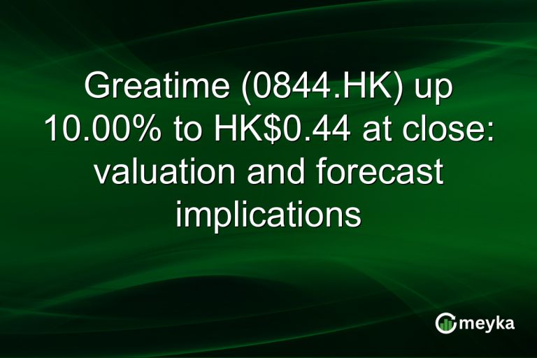 Greatime (0844.HK) up 10.00% to HK$0.44 at close: valuation and forecast implications