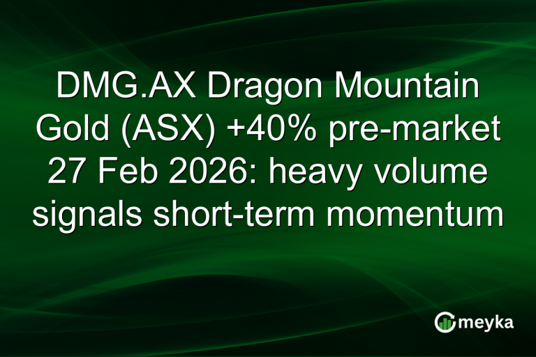 DMG.AX Dragon Mountain Gold (ASX) +40% pre-market 27 Feb 2026: heavy volume signals short-term momentum