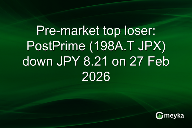 Pre-market top loser: PostPrime (198A.T JPX) down JPY 8.21 on 27 Feb 2026