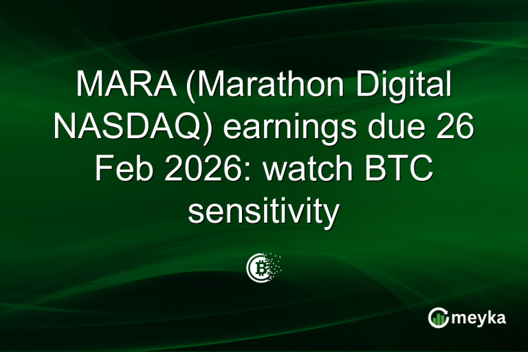 MARA (Marathon Digital NASDAQ) earnings due 26 Feb 2026: watch BTC sensitivity