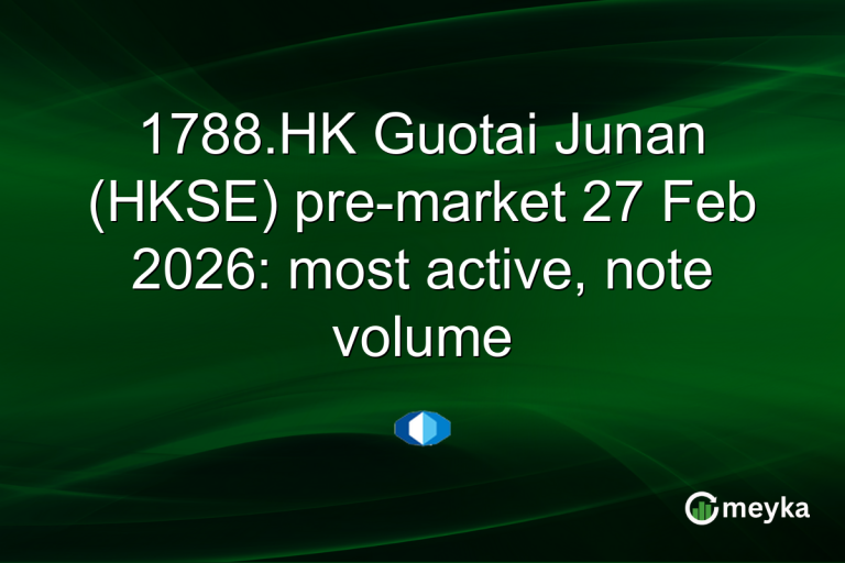 1788.HK Guotai Junan (HKSE) pre-market 27 Feb 2026: most active, note volume