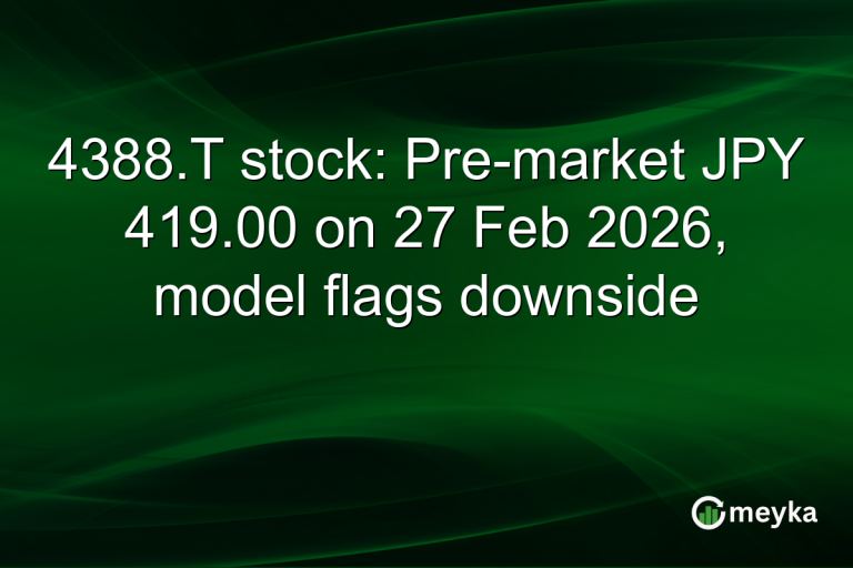 4388.T stock: Pre-market JPY 419.00 on 27 Feb 2026, model flags downside