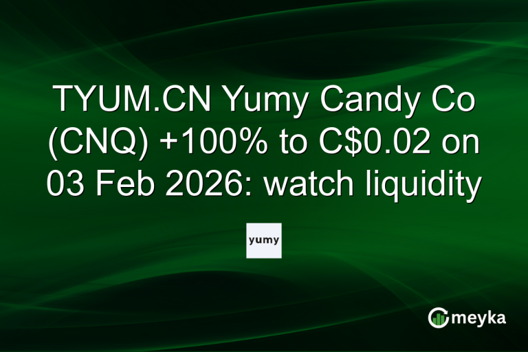 TYUM.CN Yumy Candy Co (CNQ) +100% to C$0.02 on 03 Feb 2026: watch liquidity