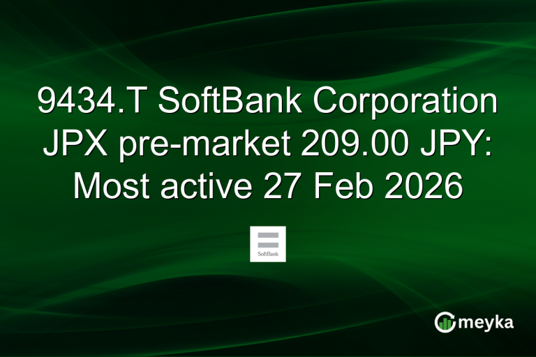9434.T SoftBank Corporation JPX pre-market 209.00 JPY: Most active 27 Feb 2026