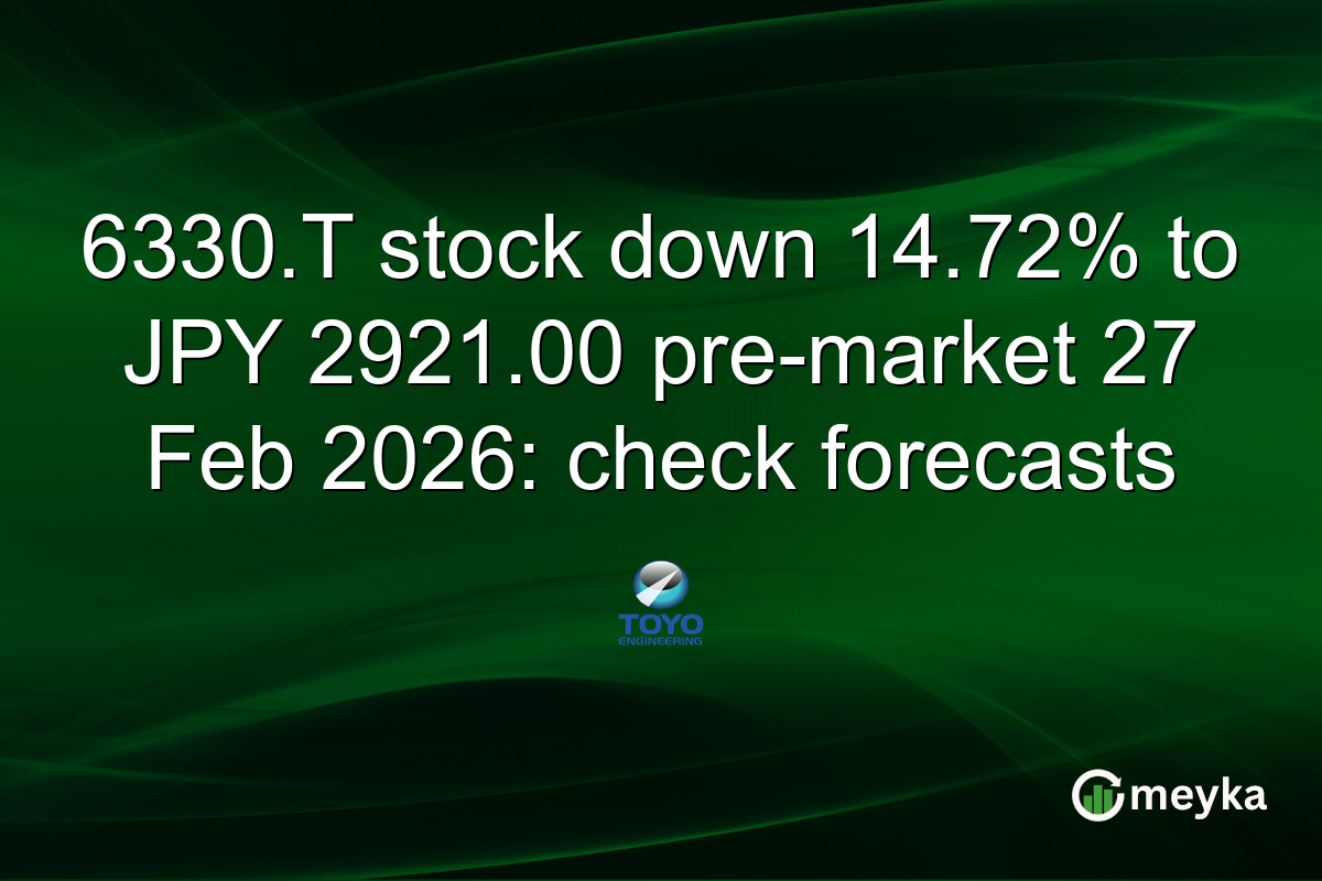 6330.T stock down 14.72% to JPY 2921.00 pre-market 27 Feb 2026: check forecasts