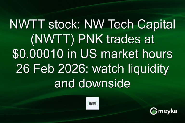 NWTT stock: NW Tech Capital (NWTT) PNK trades at $0.00010 in US market hours 26 Feb 2026: watch liquidity and downside