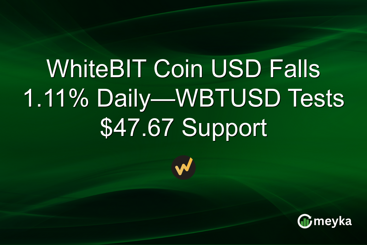 WhiteBIT Coin USD Falls 1.11% Daily—WBTUSD Tests $47.67 Support