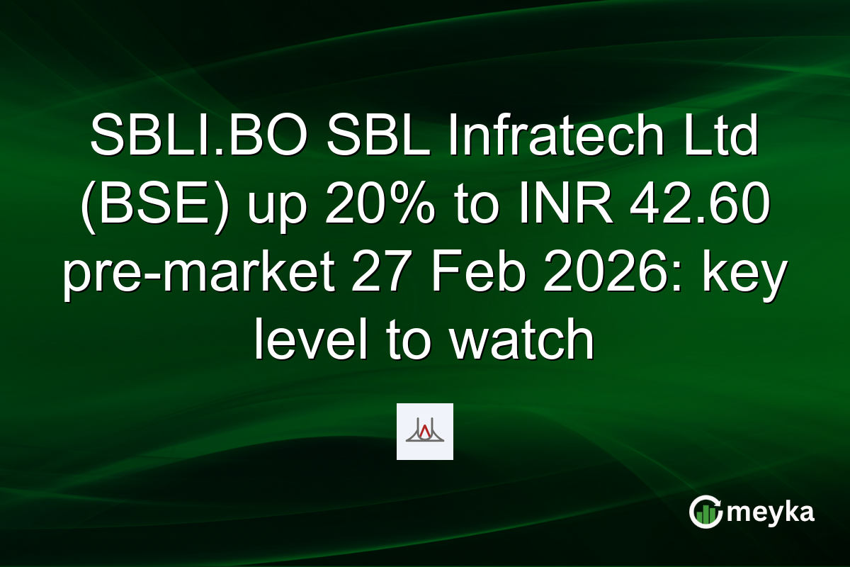 SBLI.BO SBL Infratech Ltd (BSE) up 20% to INR 42.60 pre-market 27 Feb 2026: key level to watch