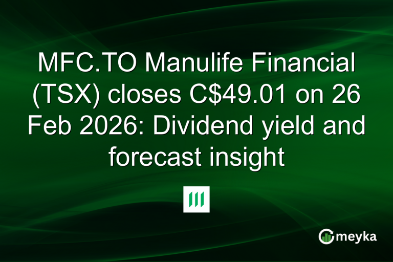 MFC.TO Manulife Financial (TSX) closes C$49.01 on 26 Feb 2026: Dividend yield and forecast insight