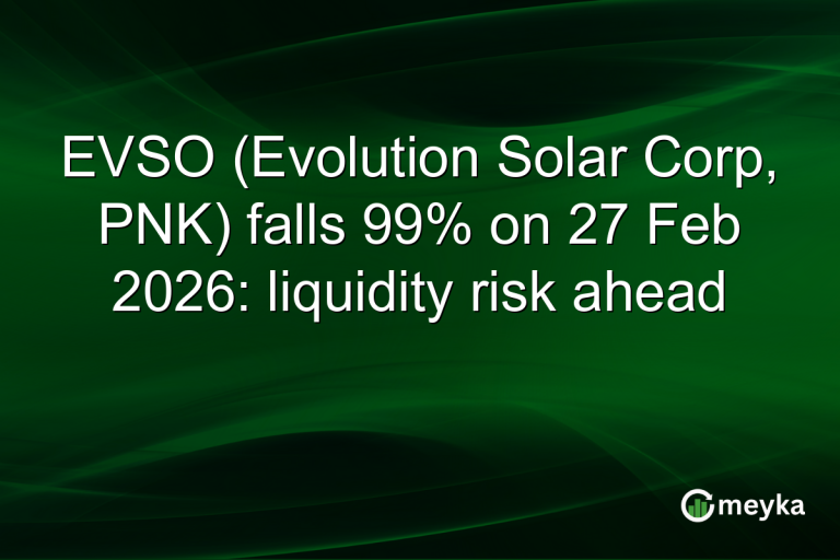 EVSO (Evolution Solar Corp, PNK) falls 99% on 27 Feb 2026: liquidity risk ahead
