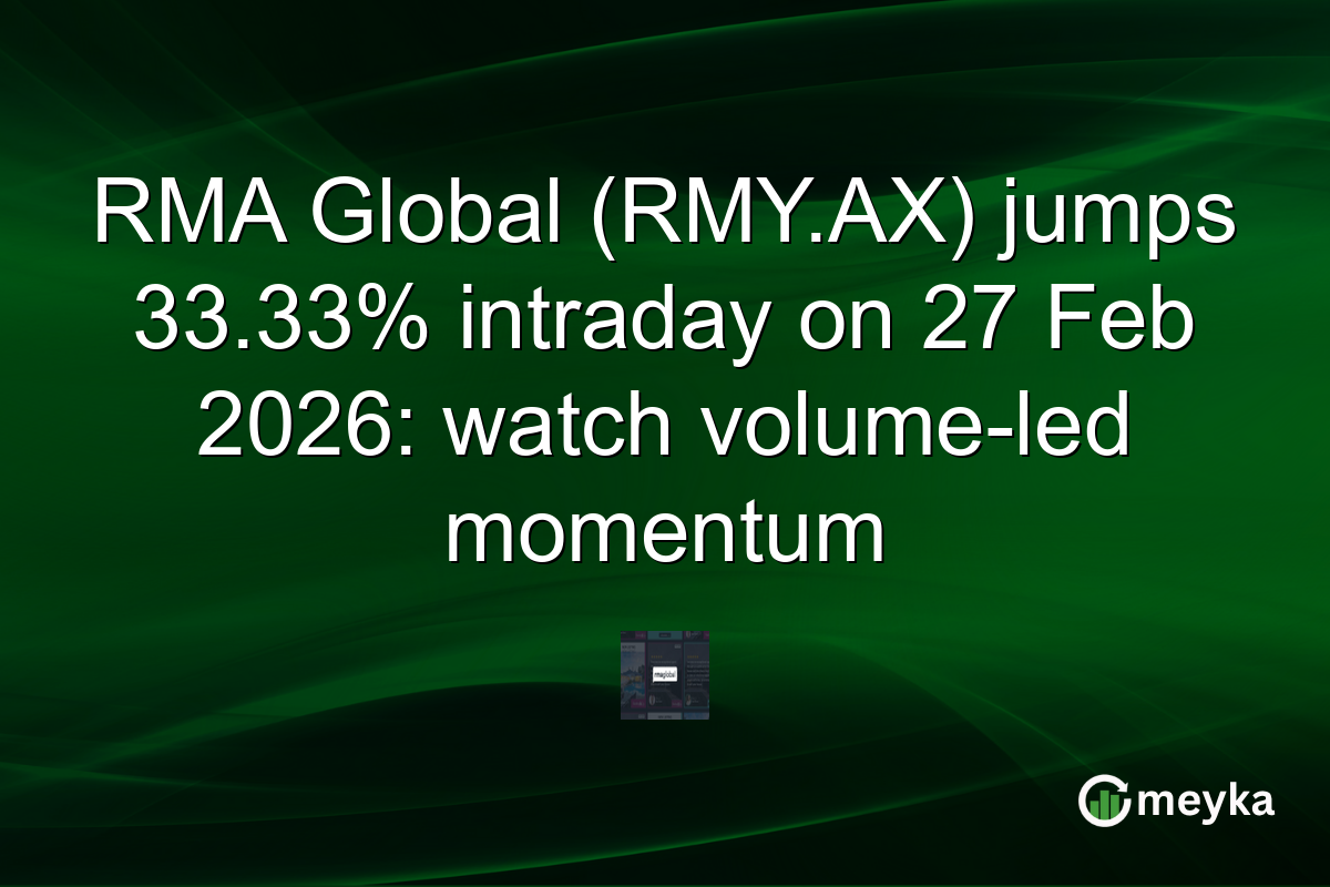 RMA Global (RMY.AX) jumps 33.33% intraday on 27 Feb 2026: watch volume-led momentum
