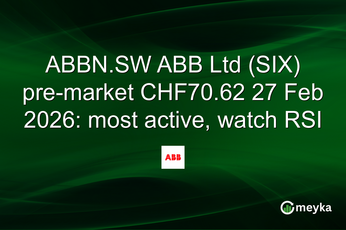 ABBN.SW ABB Ltd (SIX) pre-market CHF70.62 27 Feb 2026: most active, watch RSI