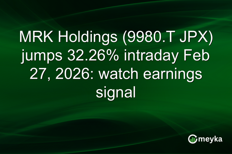 MRK Holdings (9980.T JPX) jumps 32.26% intraday Feb 27, 2026: watch earnings signal