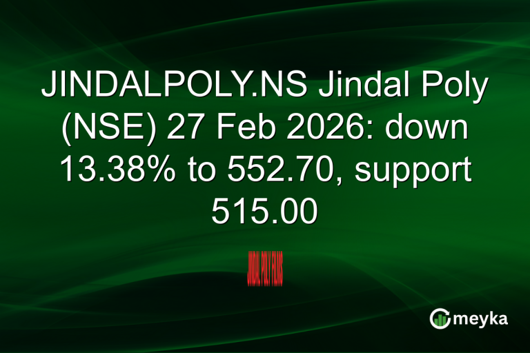 JINDALPOLY.NS Jindal Poly (NSE) 27 Feb 2026: down 13.38% to 552.70, support 515.00