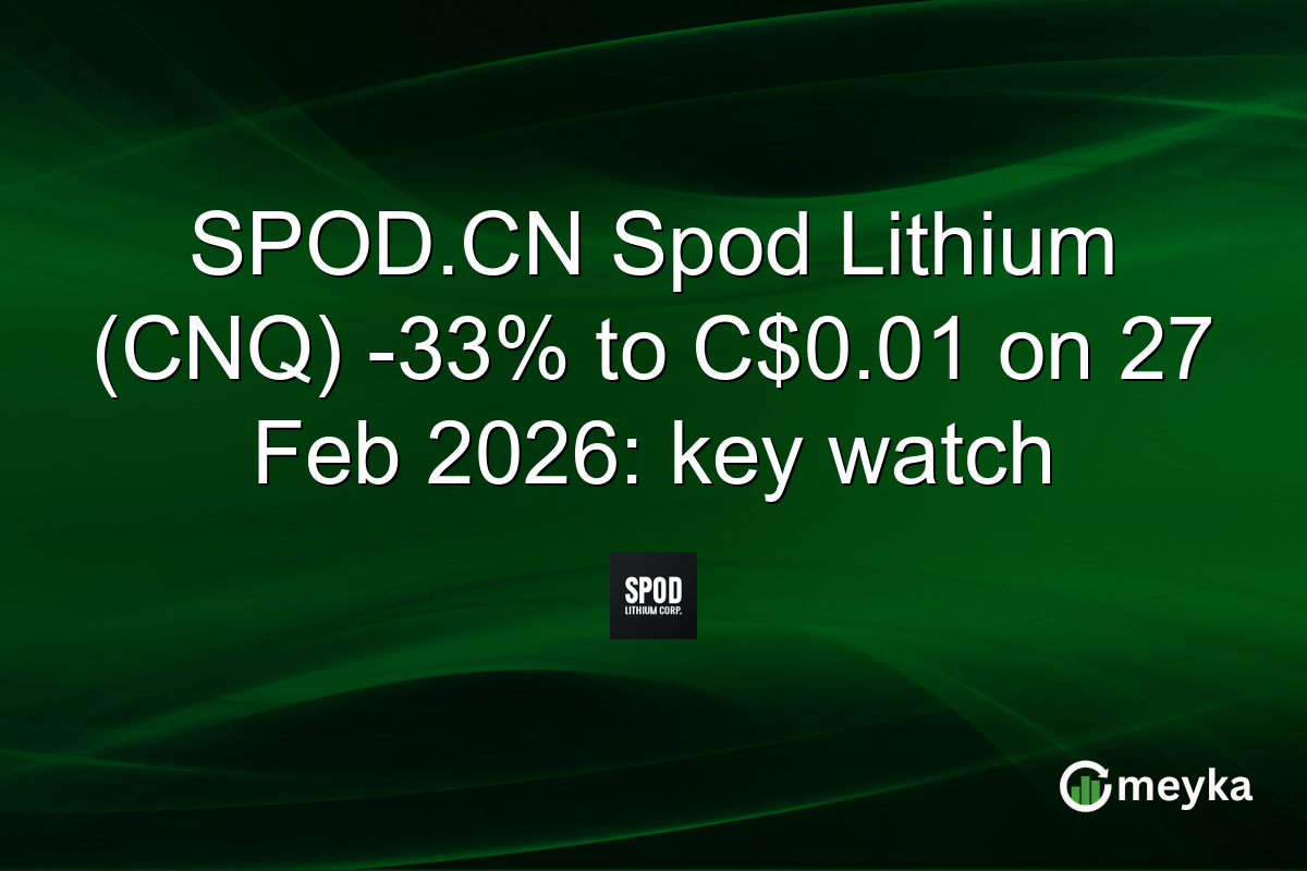 SPOD.CN Spod Lithium (CNQ) -33% to C$0.01 on 27 Feb 2026: key watch