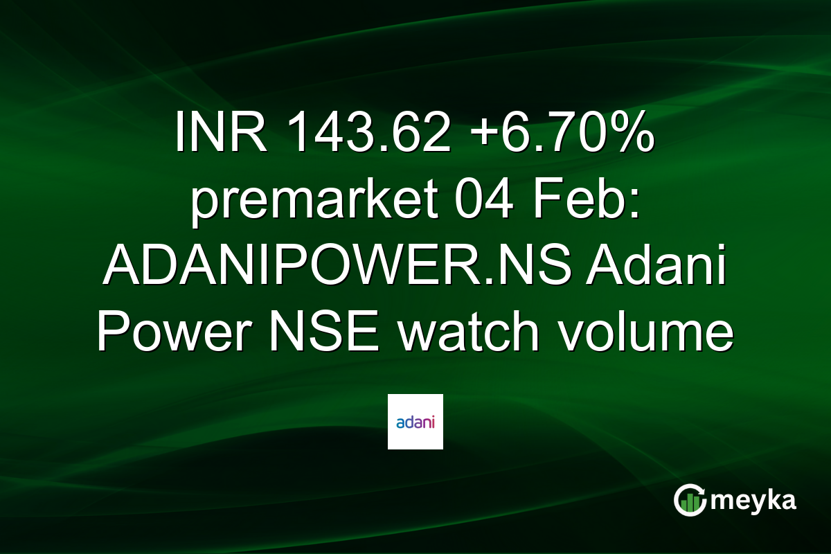 INR 143.62 +6.70% premarket 04 Feb: ADANIPOWER.NS Adani Power NSE watch volume