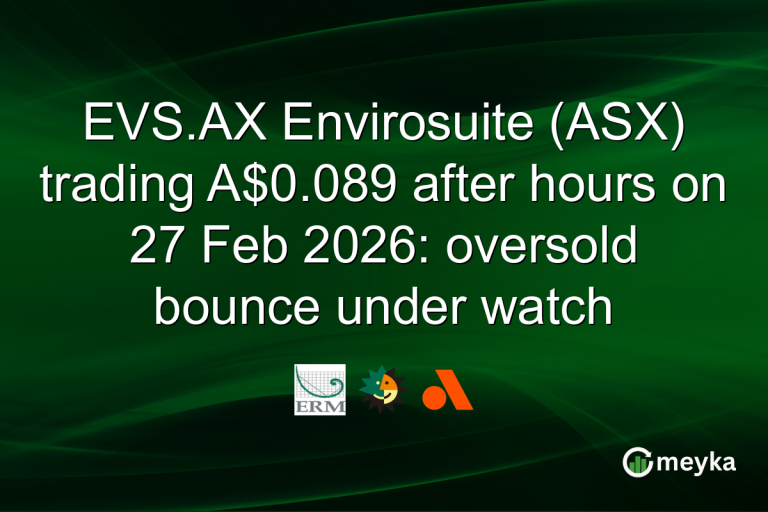 EVS.AX Envirosuite (ASX) trading A$0.089 after hours on 27 Feb 2026: oversold bounce under watch