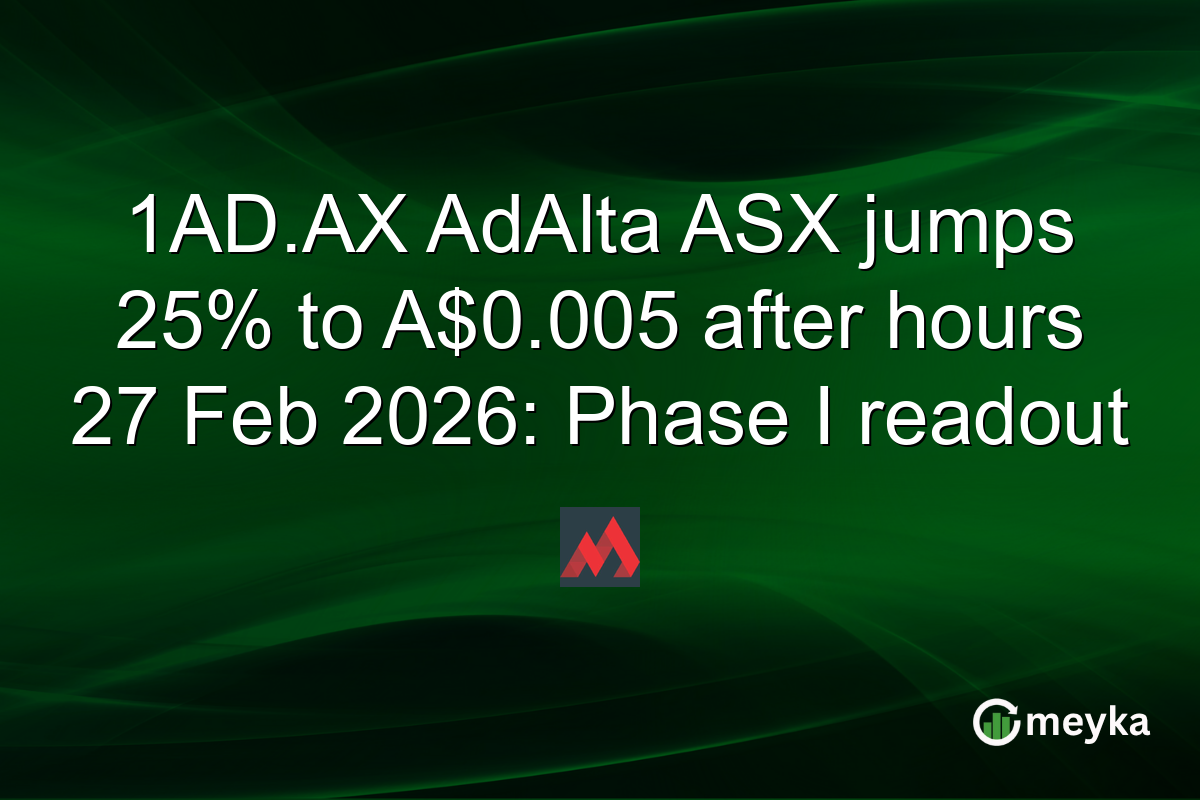 1AD.AX AdAlta ASX jumps 25% to A$0.005 after hours 27 Feb 2026: Phase I readout