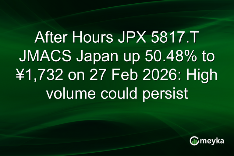 After Hours JPX 5817.T JMACS Japan up 50.48% to ¥1,732 on 27 Feb 2026: High volume could persist