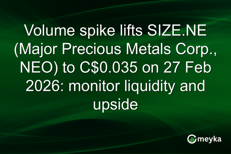 Volume spike lifts SIZE.NE (Major Precious Metals Corp., NEO) to C$0.035 on 27 Feb 2026: monitor liquidity and upside