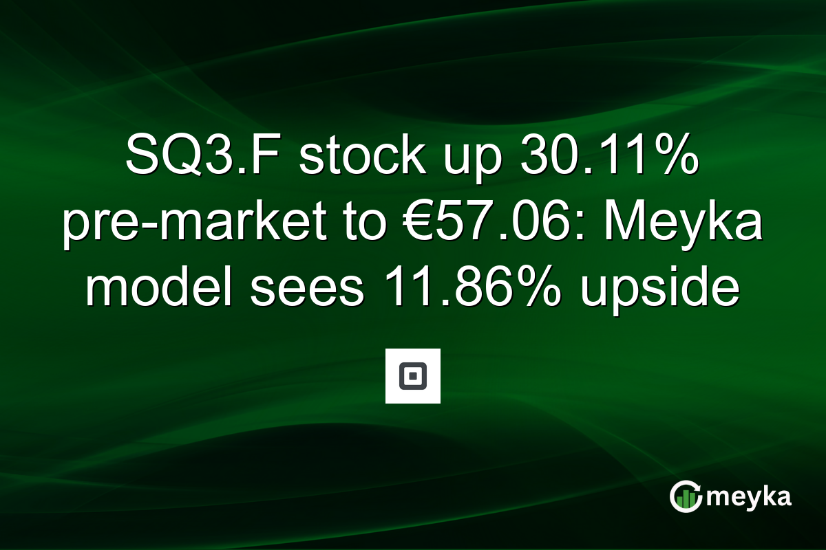 SQ3.F stock up 30.11% pre-market to €57.06: Meyka model sees 11.86% upside