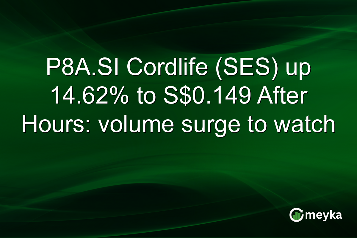 P8A.SI Cordlife (SES) up 14.62% to S$0.149 After Hours: volume surge to watch