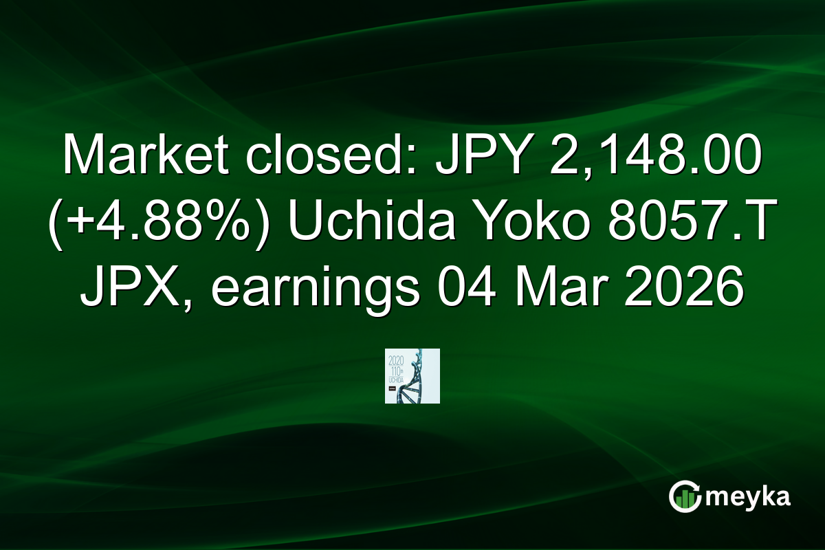 Market closed: JPY 2,148.00 (+4.88%) Uchida Yoko 8057.T JPX, earnings 04 Mar 2026