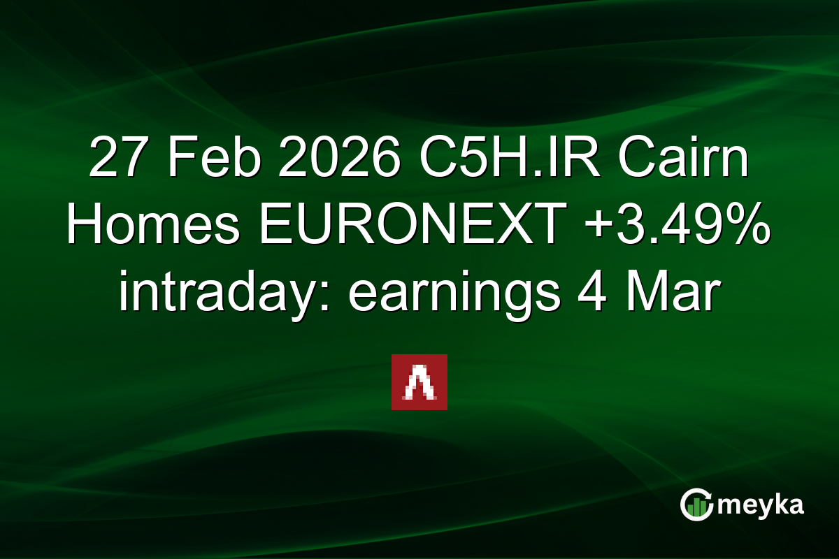 27 Feb 2026 C5H.IR Cairn Homes EURONEXT +3.49% intraday: earnings 4 Mar