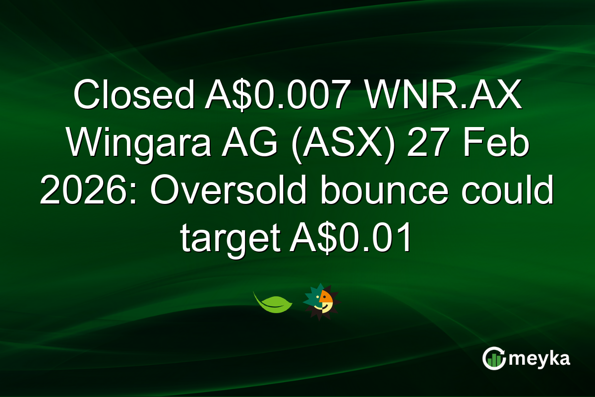Closed A$0.007 WNR.AX Wingara AG (ASX) 27 Feb 2026: Oversold bounce could target A$0.01