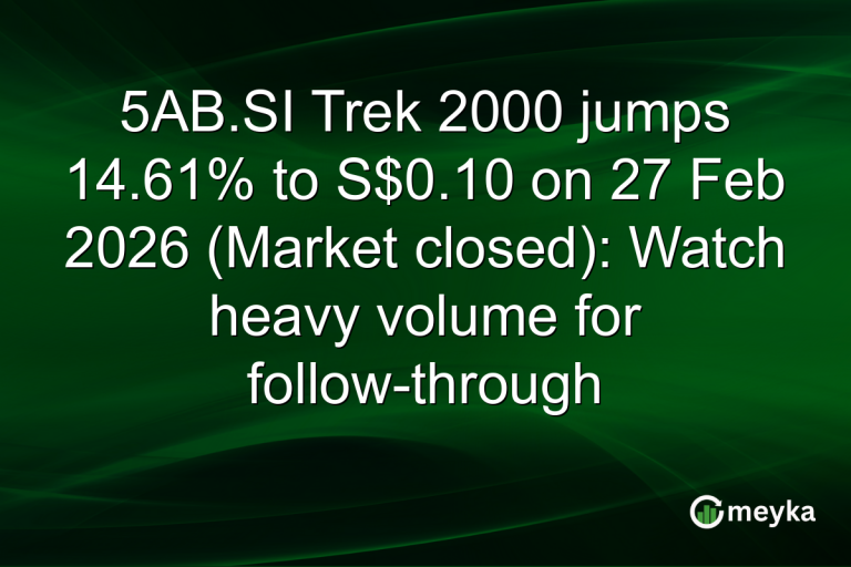 5AB.SI Trek 2000 jumps 14.61% to S$0.10 on 27 Feb 2026 (Market closed): Watch heavy volume for follow-through