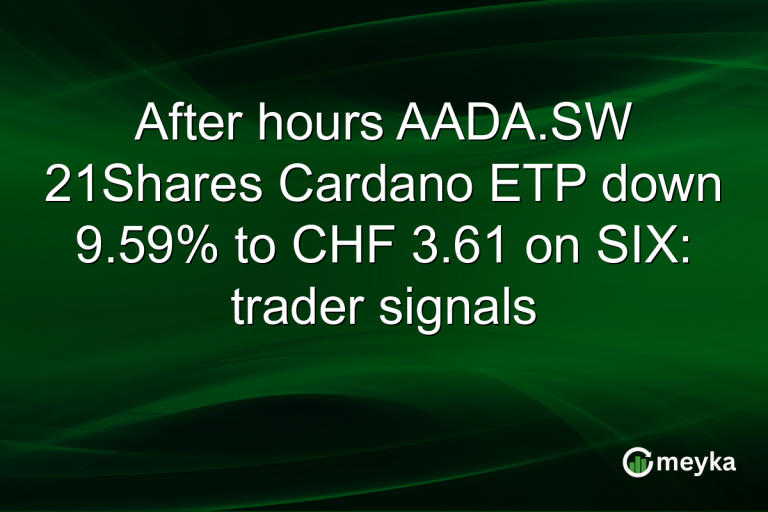 After hours AADA.SW 21Shares Cardano ETP down 9.59% to CHF 3.61 on SIX: trader signals