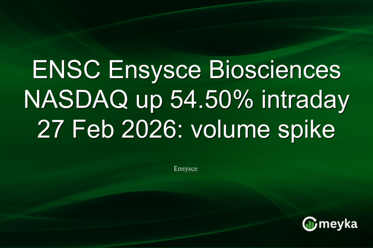 ENSC Ensysce Biosciences NASDAQ up 54.50% intraday 27 Feb 2026: volume spike