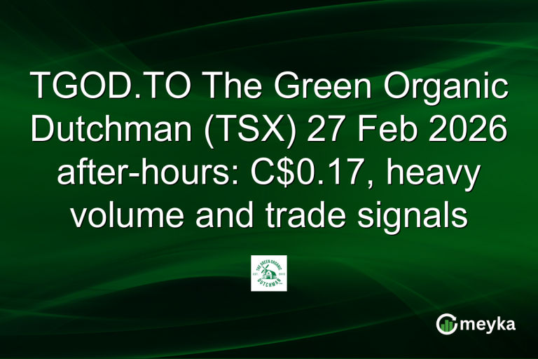 TGOD.TO The Green Organic Dutchman (TSX) 27 Feb 2026 after-hours: C$0.17, heavy volume and trade signals