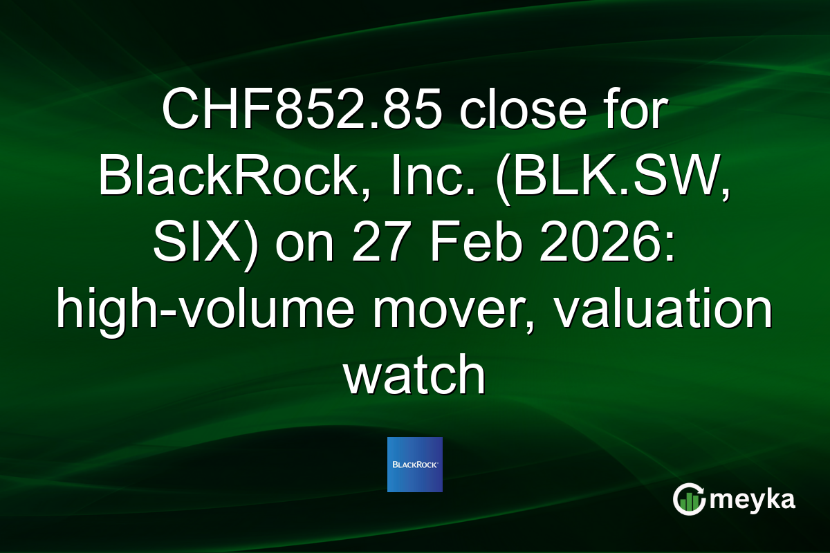 CHF852.85 close for BlackRock, Inc. (BLK.SW, SIX) on 27 Feb 2026: high-volume mover, valuation watch