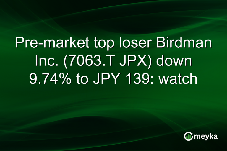 Pre-market top loser Birdman Inc. (7063.T JPX) down 9.74% to JPY 139: watch