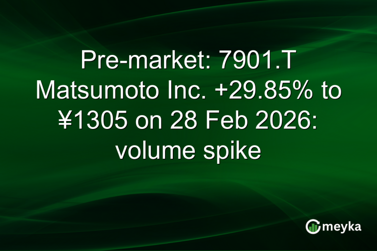 Pre-market: 7901.T Matsumoto Inc. +29.85% to ¥1305 on 28 Feb 2026: volume spike