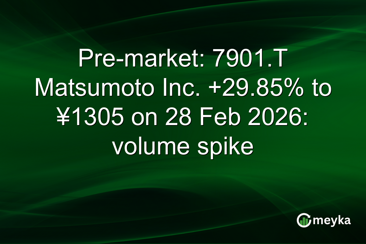 Pre-market: 7901.T Matsumoto Inc. +29.85% to ¥1305 on 28 Feb 2026: volume spike